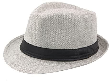 tinysiry Sombrero Fedora Sombrero de lino para hombre Sombrero de ala ancha para exteriores Sombrero de sombrilla de protección solar Sombrero de paja enrollado para hombre, Sombrero de playa para v
