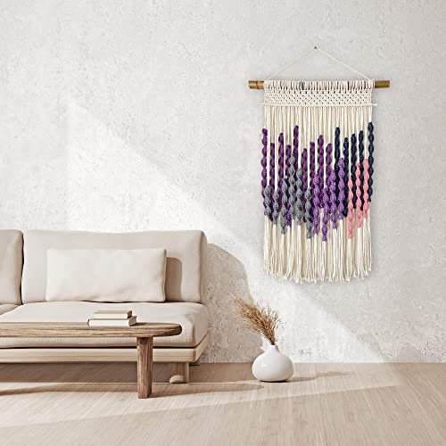 LE’MOO Makramee Wandbehang, 55x80 cm, Wanddeko Boho, Aesthetic Wandteppich, Schlafzimmer Deko Wand, Woven Tapestry, Wall Decoration, Macrame Wall hanging, Wandschmuck