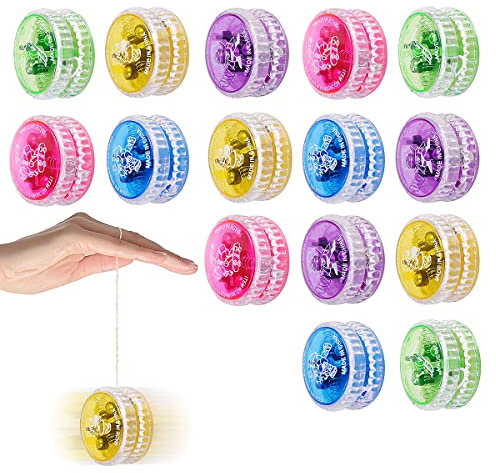 VicBou 15pcs Light Up Yo Yo, Responsive Ball Bearing LED Yoyo, Plastic Loop Yoyo for Kids, Beginner Gifts, Party Favors, Random Color