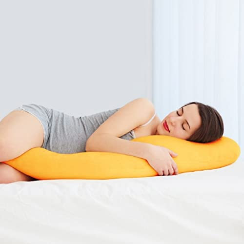 Seitenschläferkissen 40x140 cm (1100 g Füllung) - prall gefülltes Hochwertiges Stillkissen mit abnehmbaren Bezug (Hellorange) - Seitenschläfer Körperkissen