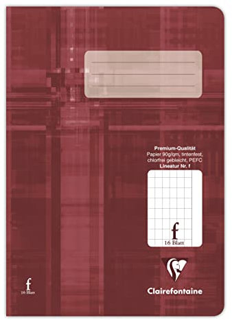 Clairefontaine 331508C - Packung mit 25 Heften, ideal für die Schule, DIN A5, rautiert 5x9mm, 16 Blatt, 90g, Bordeaux, 1 Pack