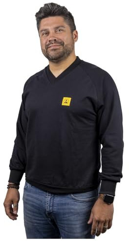 WETEC ESD-Sweatshirt, V-Ausschnitt, S, schwarz (Sweatshirt Pullover Pulli langarm) typischer Ableitwiderstand: Rg=10^6-10^7 Ohm