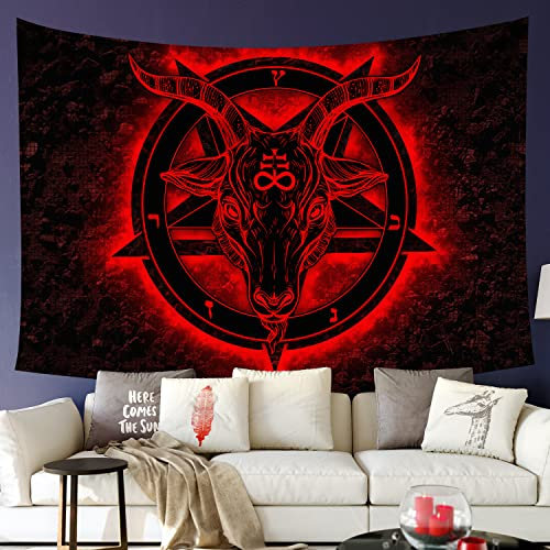 803 Wandteppich Ziege Teufel Dämon Satan Böse Luzifer Gothic Wandbehang Wanddekoration Weiches Wandtuch, Für Wohnzimmer, Wandkunst, 150x200cm