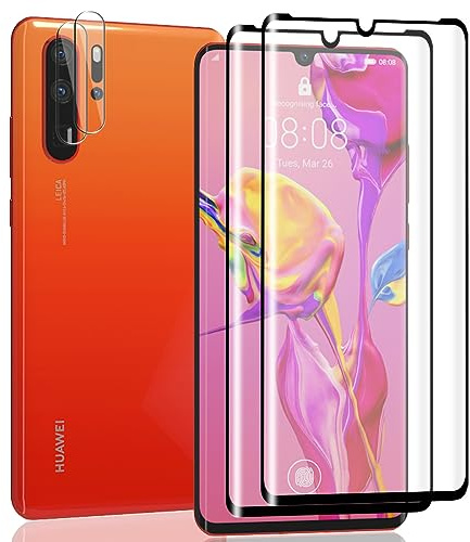 Zerrshoo 2+2 Piezas Cristal templado 9H Dureza para Huawei P30 Pro | Protector Pantalla con Protector Lente Cámara, Instalación Fácil, HD Claro Protección, Antiarañazos, Sin Burbuja, Face ID