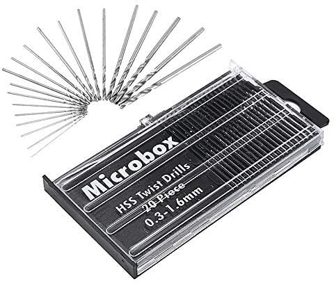 Mesee Set di 20 Punte per Trapano Miniature in HSS, Kit di Mini Punta Elicoidali di Precisione da Trapano in Acciaio Rapido da 0,3 mm-1,6 mm Micro Drill Bits per Legno Fai da Te Modellismo