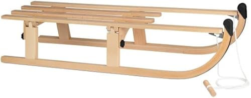Nijdam Klappschlitten mit Kordelzug - Schlitten - Schlitten - Faltbar - XL - 110 cm - Holz - Schwarz
