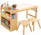 Bateso Kids Art Table and 2 Chairs Set with Roll Paper & Storage, Wooden Kid Craft Table for Drawing, Learning and Reading, Toddler Activity Play Desk for Home, Playroom or Classroom