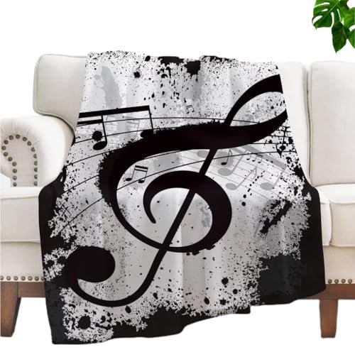 Gtoaxxno Coperta calda, morbida, liscia, leggera, con note musicali, idea regalo per donne, ragazzi e ragazze, decorazione (G, 204 x 153 cm)
