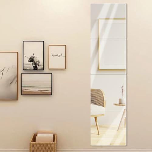 JUMRHFAN Große Ganzkörper-Länge Spiegel für Wände, 30x30CM 4pcs Acryl Plexiglas Wand montierte Stick auf rahmenlose Quadrat Make-up Lange Spiegel selbstklebend