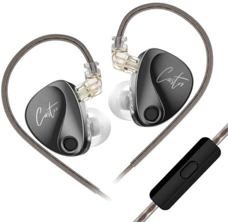 KZ Castor Wired IEM auricolare con microfono, 10 mm Dual Magnetic + 8mm Dynamic Driver, Harman Target con bassi migliorati in Ear Monitor, 4 interruttori di accordatura, cavo staccabile a 2 pin