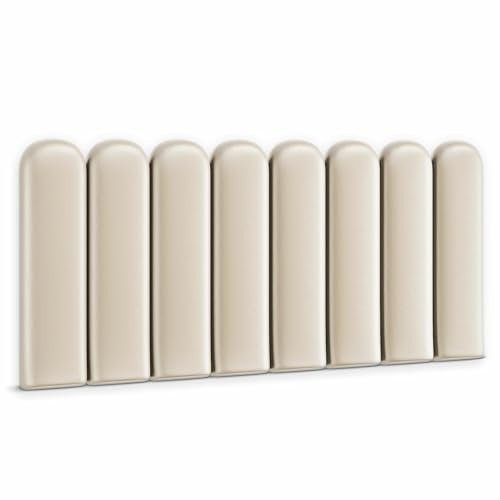 Muralo - Wandkissen aus Kunstleder Kopfteil-Bett Wandpolster Bettkopfteil Gepolstert Polster-Paneel Kopfenden für Wohnzimmer, Schlafzimmer (Creme, 20 cm x 60 cm)