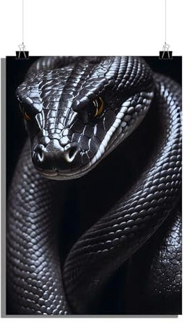 25 Artstreet Mystische schwarze Kobra Poster | Kunstdruck | 180 g mattes Papier | Wanddeko für Wohnzimmer und Jugendzimmer | 50 x 70 cm