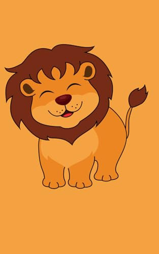 A lined notebook with a lion cover