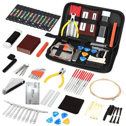 Hsthe Sea Kit de Herramientas para Guitarra, Kit de Herramientas de Mantenimiento y reparación para Guitarra eléctrica, Bajos, etc., 72 Uds.