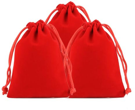 Qiantull Samtbeutel Groß 10 Stück 17×23cm Schmuckbeutel aus Samt Hochzeit Party Geschenksäckchen Riesig Geschenkbeutel Stoffbeutel mit Kordelzug Samttasche für Hochzeit Party GeschenkRot 17×23cm