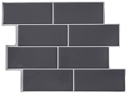 GRIPRO Peel and Stick Backsplash – Wall Tile for Kitchen Backsplash 11x11 3D Adhesive Backsplash Tile for Kitchen, Bathroom 3D Wall Panels (4 Sheets, Dark Grey)