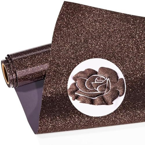 Brown Puff Glitter HTV Vinyl Heat Transfer, Brown Glitter Iron on 3D Puff HTV Vinyl 9.8 x 3FT for T-Shirt