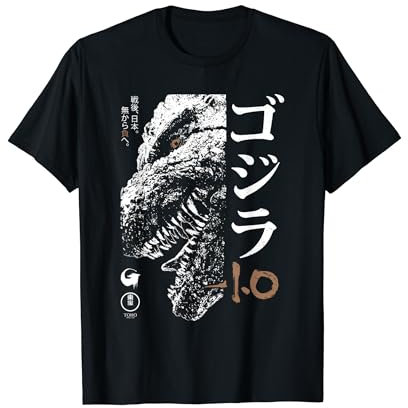 Godzilla Minus One Half Face Schwarz-Weiß-Filmplakat T-Shirt