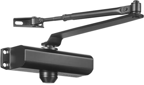 VEVOR Cierrapuertas Automático para Uso Comercial Privado Carga 85 kg Cierrapuertas de Aluminio Fundido Cierrapuertas Tamaño Ajustable con Carcasa de Tope Hidráulico Tres Métodos de Instalación Negro