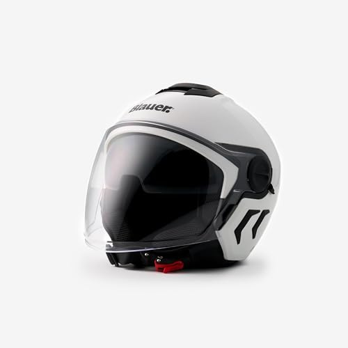 Blauer Demi-Jethelm Motorradhelm Schutzhelm - DJ01 MONO weiß S