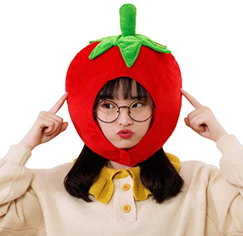 Hübsche Tomatenform, Plüschhut, lustige Früchte, Stofftiere, Kopfbedeckung, warme Ohrenklappe, Aufführung, Cosplay, Party, Foto-Requisiten, Hüte für Frauen