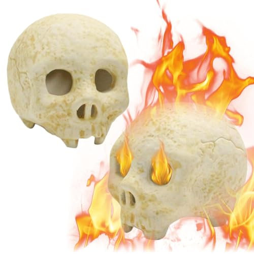 Feuerfester Feuerstellen-Schädel aus Keramik,Feuerstellen-Schädel | 2 Stück gruseliger Halloween-Keramik-Feuerschädel - Foto-Requisiten, Halloween-Lagerfeuer-Dekorationsskulptur für den Innen-Kamin-Br