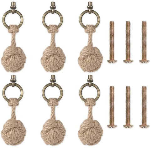Y G M YIGEMAO Juego de 6 pomos de bola de cuerda trenzada hechos a mano para puertas de armarios, cajones, armarios (estilo 2)