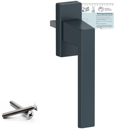 VOOXA - Tirador exclusivo de aluminio para ventana, color gris antracita RAL7016 (35 mm), para ventanas, puertas de terraza/balcón de madera, plástico o aluminio, función de inclinación, sensación