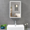 T&K LED Armoire Miroir de Salle de Bains avec éclairage et désembuage 40x60cm, avec Prise USB, Affichage de l'heure et de la température, dimmable en 3 Couleurs, Armoire de Toilette en Aluminium