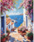 DAERLE Peinture par numéros pour adultes Mer de fleurs, Peinture à l'huile à la main débutants Rue des fleurs, Peinture par Numéros Paysage pour la Décoration de la Maison 40x50cm, Sans Cadre
