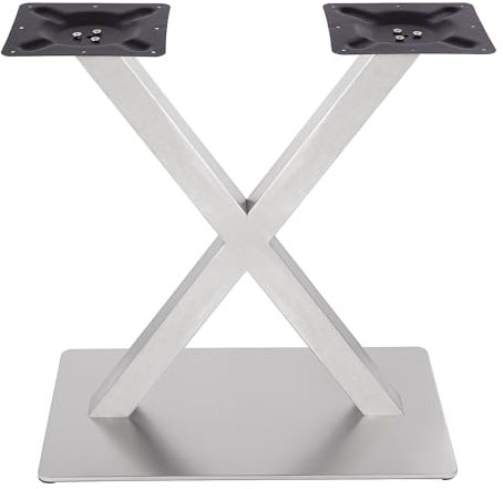 Wulimasun Lot de 2 pieds de table en acier inoxydable brossé - Modèle de patins de table - Structure en métal - Double pied de table - Design robuste - Argenté - 72 cm