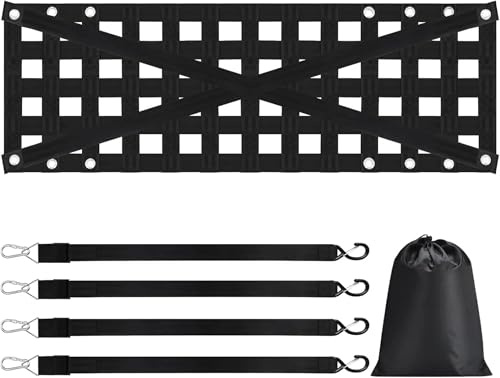 Heavy Duty Heckklappe Netz für LKW-Bett, Cargo Net Durable Truck Bed Extender Heckklappe Cargo Net mit 4 verstellbaren Schnallen Riemen, perfekt für LKW, Anhänger, Pickup, Boot, Jeep, SUV