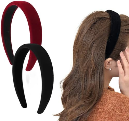 Bandeaux à Cheveux, Lot de 2 Bandeaux Rembourrés en Velours pour Femme, Bijou de Cheveux Vintage
