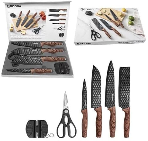 Ever Rich ® Stainless Steel Kitchen Knife Block Set, Knife Set, Ultra Sharp Knife (STYL 15 Black GBOX)