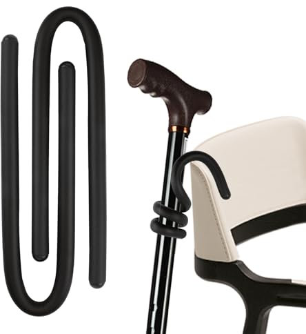 2Pcs Walking Stick Holder for Easy Safe Crutches Storage Stop Falling to the Ground 360 Degree Rotatable Hang Cane Ties Clip Accessories for fixed to Your Chair Mobility Scooter Wheelchair Anywhere