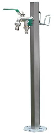 Colonne d'eau extérieure en acier inoxydable avec robinet à double sortie pour pâturage de ferme Robinet d'irrigation et de lavage durable Fontaine à robinet antigel autoportante pour jardin (86