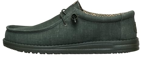 HEYDUDE Men Wally Stretch Canvas Deep Green Casual Moccasin 46 EU