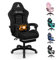 ALFORDSON Chaise de Bureau, Fauteuil de Jeu, massante, Ergonomique avec Repose-Pieds, Coussin Lombaire massant, rembourrée, pivotante en Tissu Lin,Noir