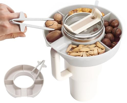 Tomedeks Snack Tray for Stanl Cup 40oz,4 Silicon Compartments Tray,Snack Clip,Reusable Snack Bowl,Cup Accessories Set,Snack Cups,for Candy,Nuts