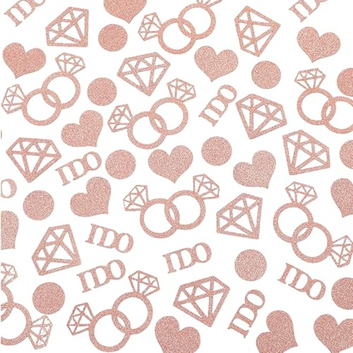 100 Pieces Hen Party Decorations Rose Gold Glitter Confetti Bride To Be Rings and Circles for Hen Do, Bachelorette Party, Engagement & Wedding Table Decorations