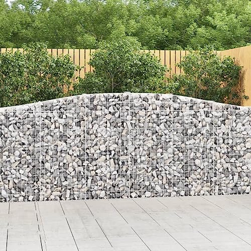 HaoChrymec Gabionen-Hochbeet with Verzinktes Eisen, Stabil, Gabionen mit Hochbogen, Hochbeet Verzinkt, Pflanzkasten Outdoor, 400x30x100/120 cm