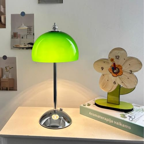 GUANSHAN Retro Apfel GrüN Wiederaufladbare Glas Tischlampe Vintage Glas Schlafzimmer Lampe Kreative Dekorative AtmosphäRe Nachtlicht FüR Schlafzimmer, Wohnzimmer, Esstisch