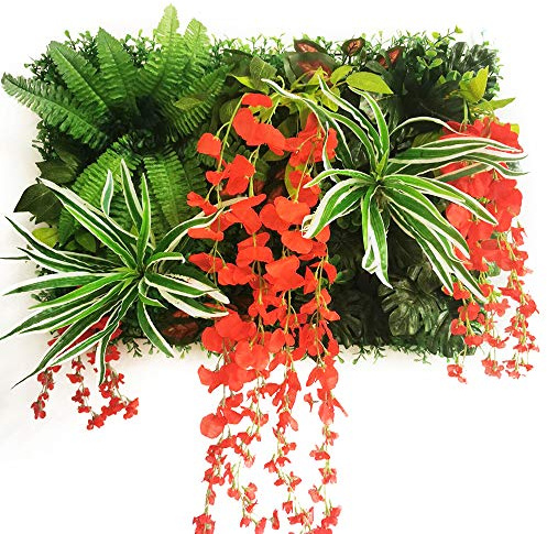 KFXYSM Kunstrasen Outdoor,Rasenteppich Künstliche Pflanze Rasen Blume Wandtafel Hintergrund Gras Traube Morgen Glory Home Decoration(Beige)