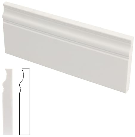 Lovdeco Battiscopa in marmo ingegnerizzato, 12,7 x 30,5 cm, bianco, per cucina e bagno, confezione da 4