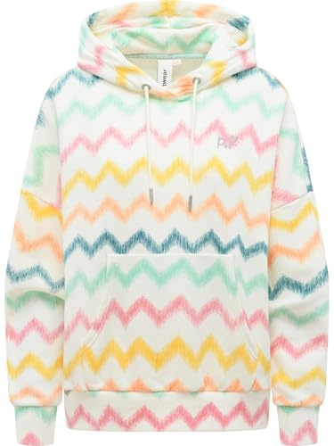 Ragwear Damen Hoodie gemütlicher Pullover mit Verstellbarer Kapuze Pirita Print XS-3XL
