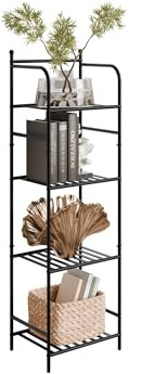 Mirjan24 Standregal Zareo, Metallregal mit offene Ablagen, Blumenständer, Bücherregal für Wohnzimmer, Flur, Schlafzimmer, Aufbewahrungsregal (Schwarz)