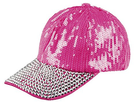 Boland - Mütze Bling, für Frauen und Männer geeignet, Basecap mit Pailletten, Glitzer, Kostüm, Fasching, Mottoparty, Rosa