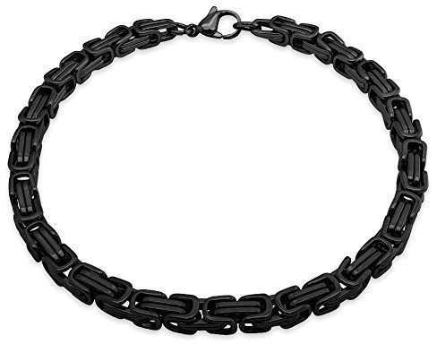 SoulCats Armband Edelstahl Königskette Panzerkette Armkette, Farbe: Schwarz, Stärke: 5 mm