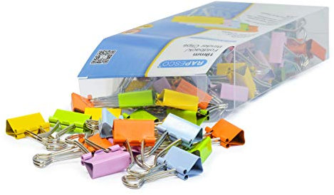 Rapesco 1492 Pinces à Double Clip 19 mm, Couleurs Vives Assorties, Lot de 80