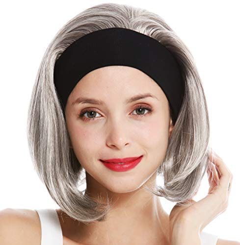 WIG ME UP - GFW948-H-51 Perücke Damen Damenperücke Stirnband kurz glatt 80er Retro Look Grau Silbergrau